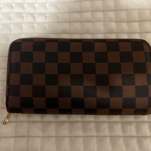Brown and Black Checkered Wallet
